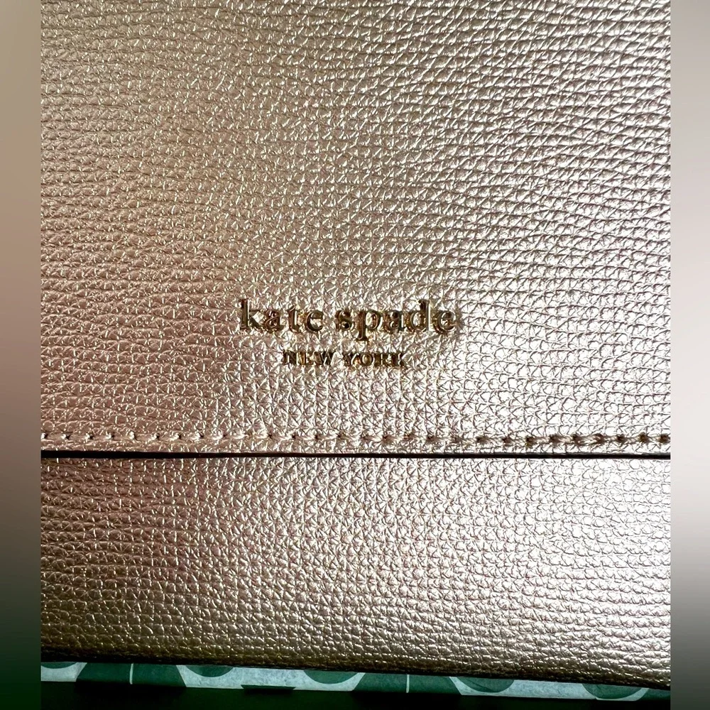Kate Spade “Make it Mine” Pouch, Metallic Rose Gold, with Box and Tag